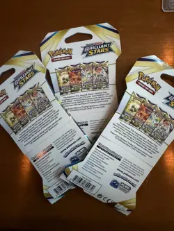 x3 Pokemon TCG Brilliant Stars Sealed Booster Packs sleeved I Lot of 3 - Image 2