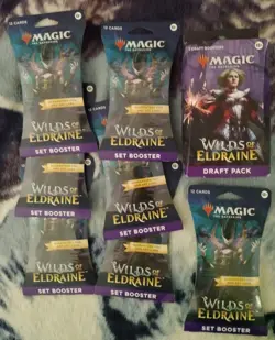 MTG Wilds of Eldraine7 Set Booster Packs And 1 Draft Pack 8 Item Lot A1 - Image 1