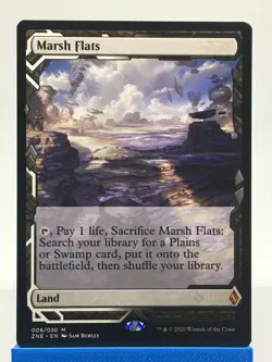 MTG - Marsh Flats. Zendikar Rising Expedition. Mythic Fetch Land - White & Black - Image 1
