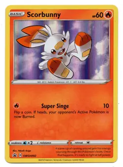 Pokemon Sword & Shield Scorbunny SWSH002 Black Star Promo Holo - Image 1
