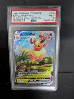 2021 POKEMON SWSH BLACK STAR PROMO #180 FULL ART/FLAREON VMAX PSA 9 - Image 1