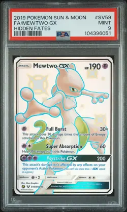 2019 POKEMON SUN & MOON HIDDEN FATES #SV59 FULL ART/MEWTWO GX PSA 9 - Image 1
