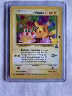 Pokemon Pikachu TCG Birthday Celebrations Holo Rare Card #24 - Image 1
