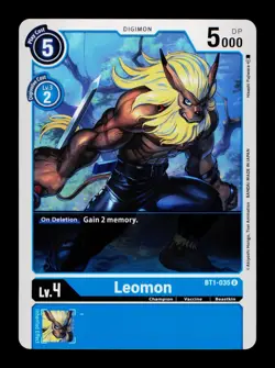Leomon BT1-035 Blue Digimon Card CCG Trading Card - Image 1