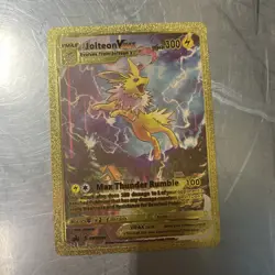 Pokemon TCG Jolteon VMax Black & Gold Foil Holo Textured Fan Art Card - Image 1