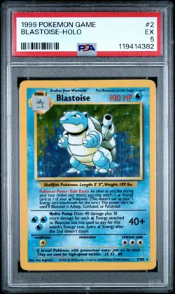 1999 POKEMON GAME #2 BLASTOISE-HOLO PSA 5 - Image 1