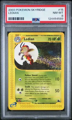 2003 POKEMON SKYRIDGE #15 LEDIAN PSA 8 - Image 1