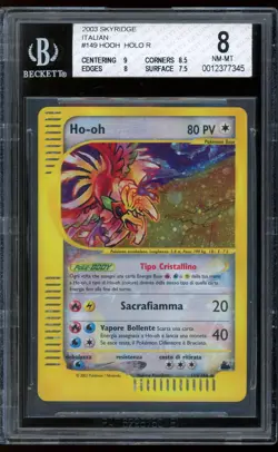 2003 Pokemon Crystal Ho-oh Skyridge Holo Rare Italian #149 BGS 8 NM-MT - Image 1