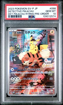 2023 POKEMON JAPANESE SV-P PROMO #098 DETECTIVE PIKACHU PSA 10 - Image 1