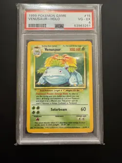 PSA 4 Venusaur #15 Base Set Holo Rare Pokemon Game 1999 Vintage - Image 1