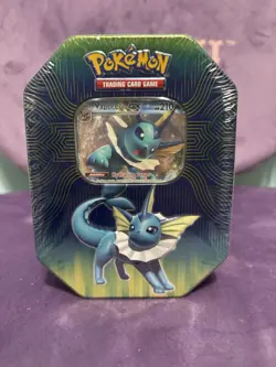 Pokemon TCG: Elemental Power Tin Vaporeon GX New Sealed Sun And Moon XY 820650806490 - Image 1