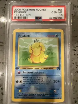 1st Edition Psyduck - Gem Mint 10- 2000 POKEMON ROCKET 1ST ED #65 PSYDUCK PSA 10 - Image 1