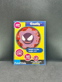 Pokemon Poke Trivia Gastly #92 Burger King Card LP - Image 1