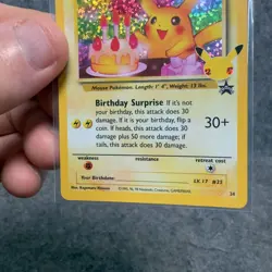 Pikachu 24 Promo Birthday Celebrations Holo Pokemon Card Vintage Art Near Mint - Image 3