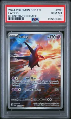2024 Pokemon Surging Sparks Latios Full Art Illustration Rare #203/191 PSA 10 - Image 1