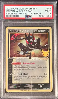 2021 Greninja Gold Star Pokemon TCG SWSH144 Celebrations ETB PSA 9 MINT - Image 1