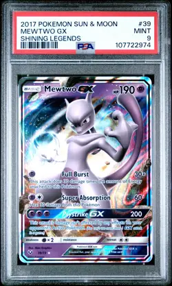 2017 POKEMON SUN & MOON SHINING LEGENDS #39 MEWTWO GX PSA 9 - Image 1