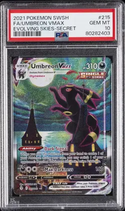 2021 POKEMON SWORD & SHIELD EVOLVING SKIES SECRET FULL ART/UMBREON VMAX PSA 10 - Image 1