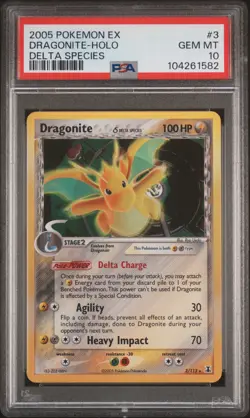 2005 POKEMON EX DELTA SPECIES #3 DRAGONITE-HOLO PSA 10 - Image 1