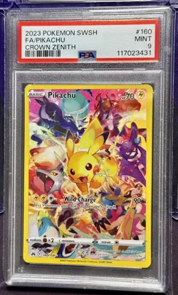 Pikachu Full Art Secret Rare 160/159 Pokemon Crown Zenith PSA 9 MINT - Image 1