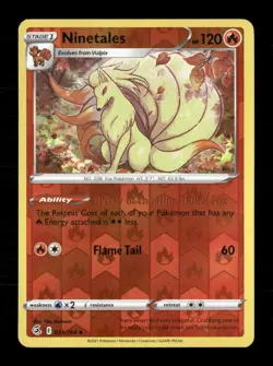 Ninetales (31) Reverse Holo Uncommon SWSH08: Fusion Strike 031/264 NM Pokemon LP - Image 1