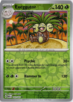 Exeggutor - 103/165 - Uncommon - Pokemon SV:151 Reverse Holo NM - Image 1