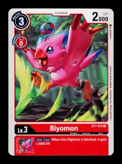 Biyomon BT1-012 Red Digimon Card CCG Trading Card - Image 1
