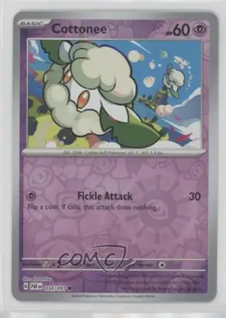 Cottonee Reverse Foil Pokemon Scarlet & Violet Paldean Fates PAF #034 - Image 1