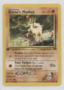 Blaine's Mankey 1st Ed. Pokemon Gym Challenge #63 2000 - Image 1