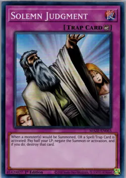 Yugioh Maze of Memories #MAZE-EN063 Solemn Judgment Near Mint or Better - Image 1