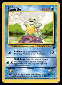 Squirtle 93/130 Pokemon Card Base set 2 Common 40 HP Lightly Played H29 - Image 1