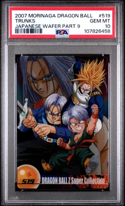 2007 DRAGON BALL MORINAGA JAPANESE WAFER CARDS PART 9 #519 TRUNKS PSA 10 - Image 1