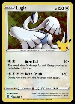 Lugia 22/25 Pokemon Card Celebrations Rare 130 HP Holo Near Mint SO - Image 1