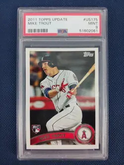 2011 Topps Mike Trout #US175 Update Series Rookie Card RC Angels PSA 9 - Image 1
