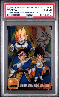 2007 DRAGON BALL MORINAGA JAPANESE WAFER CARDS PART 9 #520 VEGETA PSA 10 - Image 1
