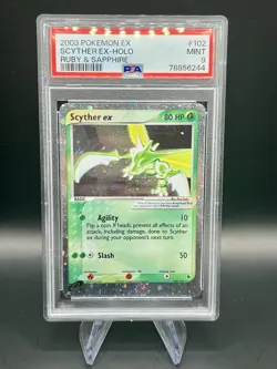 Pokemon Scyther EX Ruby & Sapphire 2003 102/109 Holo PSA 9 Double Swirl - Image 1