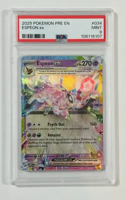 2025 POKEMON PRE EN-PRISMATIC EVOLUTIONS #034 ESPEON EX PSA 9 - Image 1