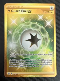 Pokemon TCG V Guard Energy Sword & Shield Silver Tempest 215/195 Holo LP - Image 1