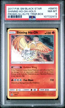 2017 POKEMON SM BLACK STAR PROMO #SM70 SHINING HO-OH-HOLO PSA 8 - Image 1