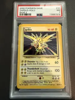 ZAPDOS #20 HOLO - PSA 7 - 2000 POKEMON BASE SET 2 - Image 1