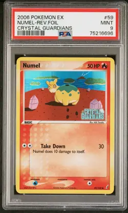Pokemon Numel Ex Crystal Guardians Reverse Holo Stamped 59/100 PSA 9 Mint - Image 1