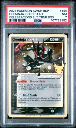2021 POKEMON SWSH BLACK STAR PROMO #144 GRENINJA-GOLD STAR PSA 7 - Image 1