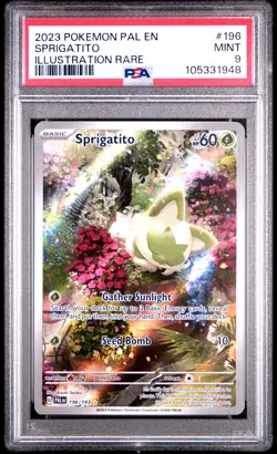 2023 POKEMON PAL EN-PALDEA EVOLVED ILLUSTRATION RARE #196 SPRIGATITO PSA 9 - Image 1