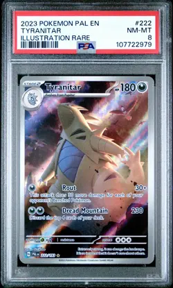2023 POKEMON PAL EN-PALDEA EVOLVED ILLUSTRATION RARE #222 TYRANITAR PSA 8 - Image 1