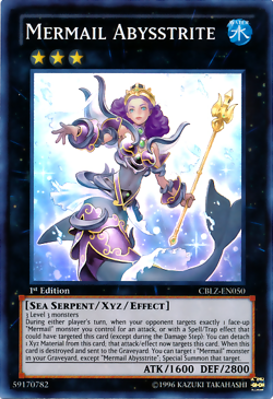YUGIOH MERMAIL ABYSSTRITE SUPER RARE CBLZ-EN050 NEAR MINT - Image 1