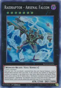 Raidraptor - Arsenal Falcon - ROTD-EN094 - Super Rare 1st Edition NM x2 Yugioh - Image 1
