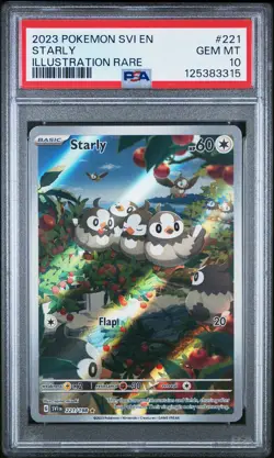 2023 POKEMON SVI EN-SCARLET & VIOLET ILLUSTRATION RARE #221 STARLY PSA 10 - Image 1