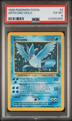 1999 POKEMON FOSSIL #2 ARTICUNO-HOLO PSA 6 - Image 1