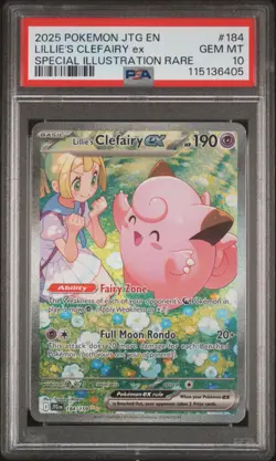 2025 POKEMON JTG EN-JOURNEY TOGETHER #184 LILLIE'S CLEFAIRY EX PSA 10 - Image 1