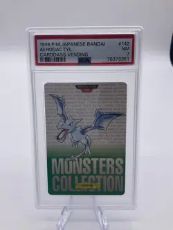 1996 Pokemon Japanaese Bandai Aerodactyl Carddass Vending #142 PSA 7 - Image 1